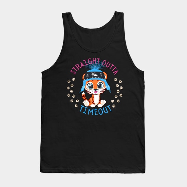 Straight Outta Timeout Cute and Smart Cookie Sweet little tiger in a hat cute baby outfit Tank Top by BoogieCreates